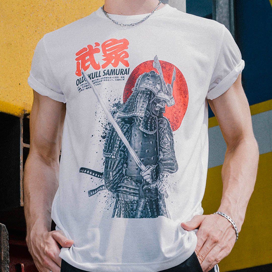 Ancient Japan Red & White Samurai Warrior T-Shirt